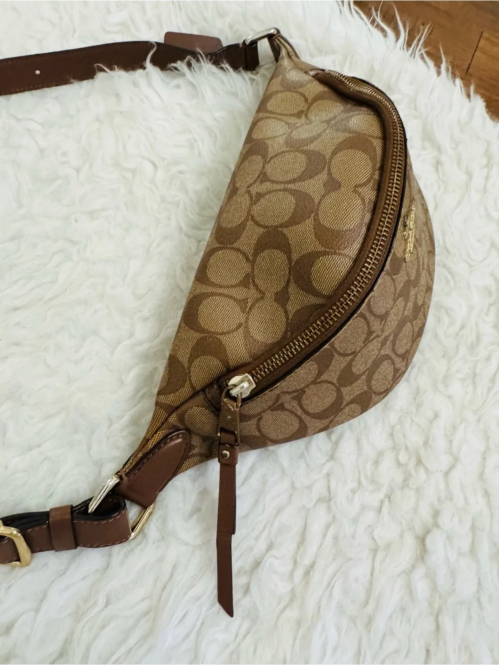Coach Brown Signature Monogram Crossbody Belt Bag